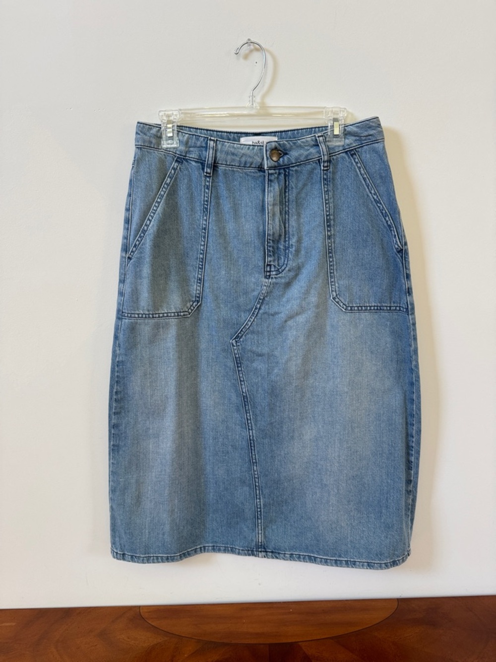 ba&sh Light Blue Denim Midi Skirt